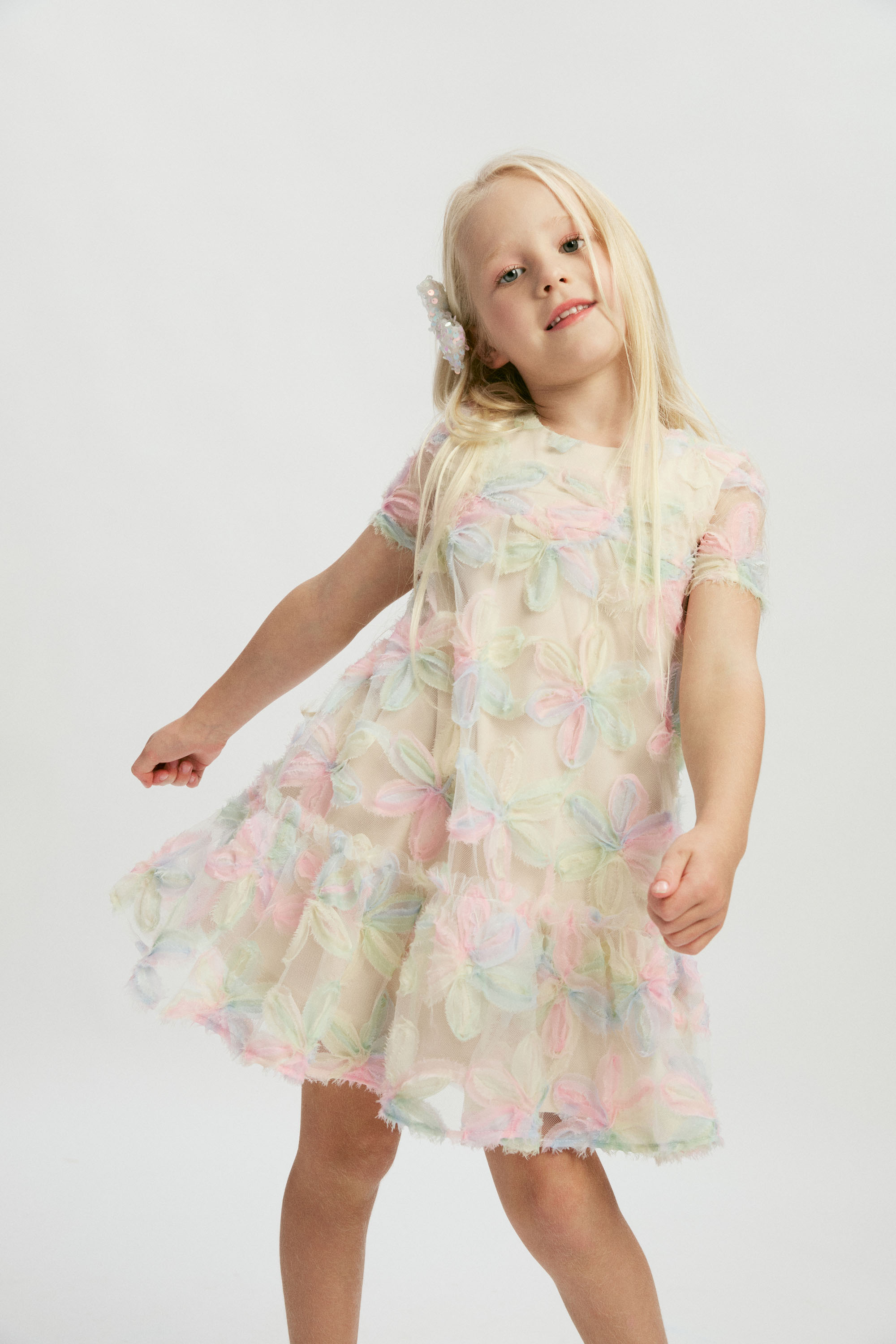 Bardot Junior Girls Tiered Flower Dress In Rainbow