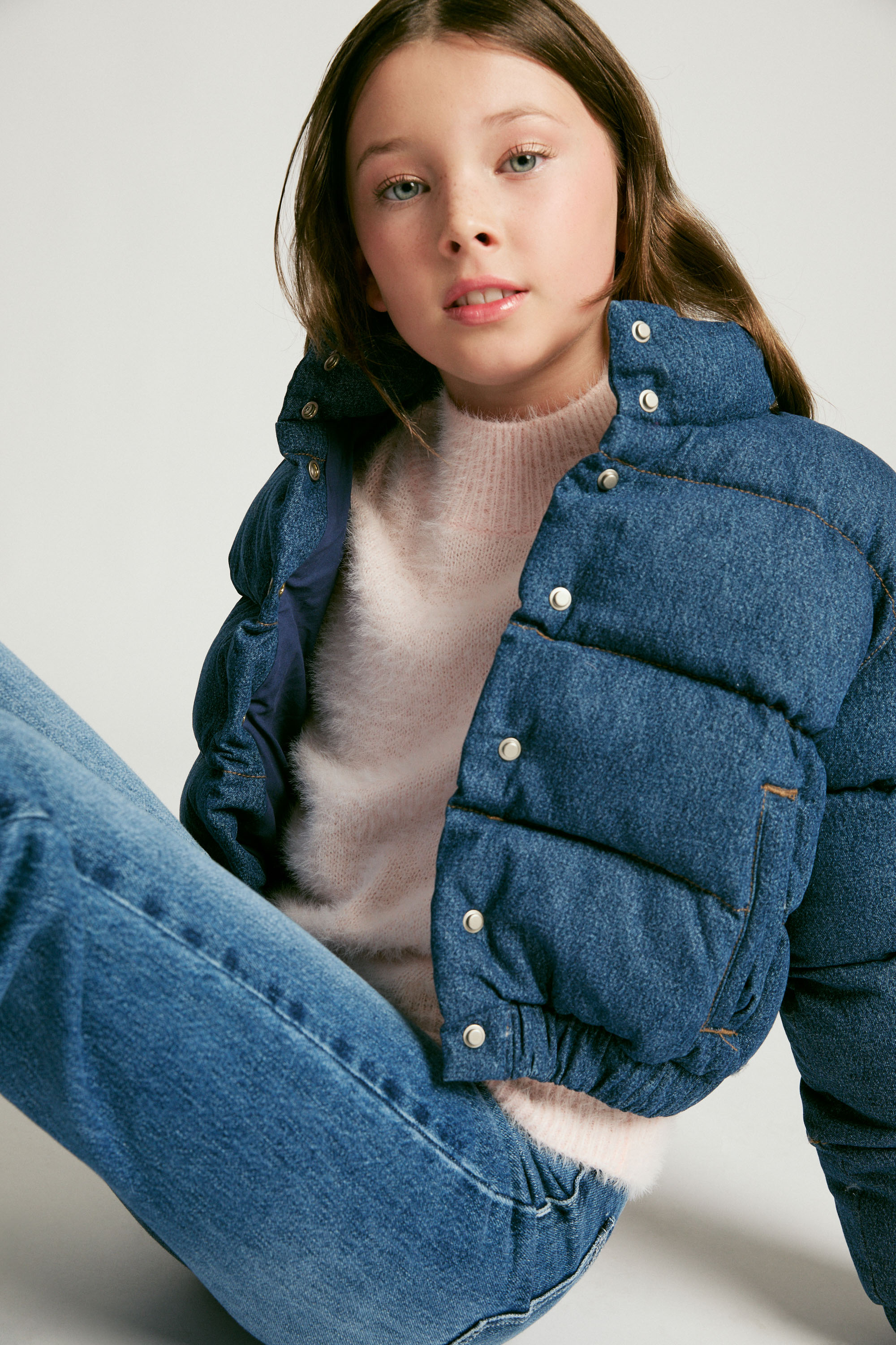 Bardot Junior Girls Denim Bomber Jacket In Denim Blue