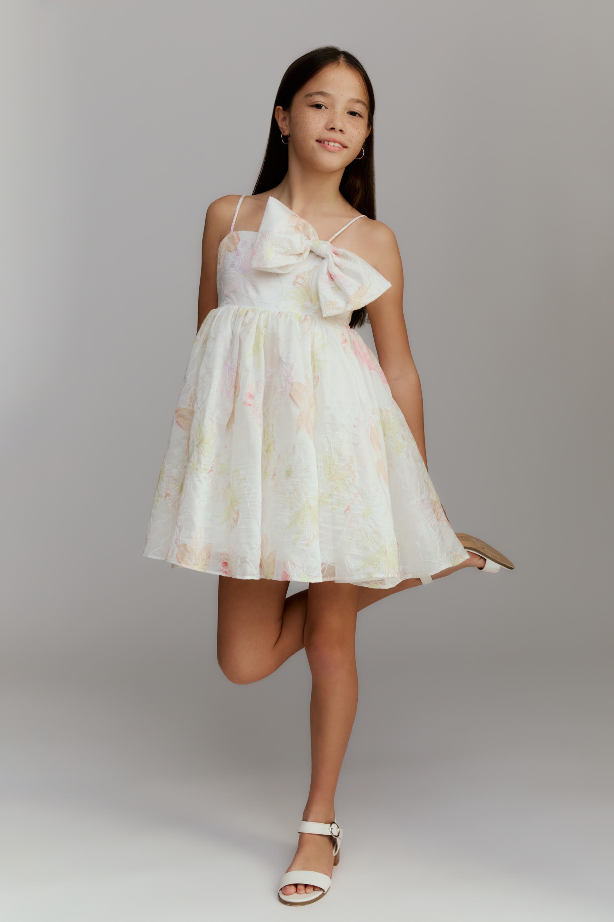 Bardot Junior Girls Anais Bow Mini Dress In White