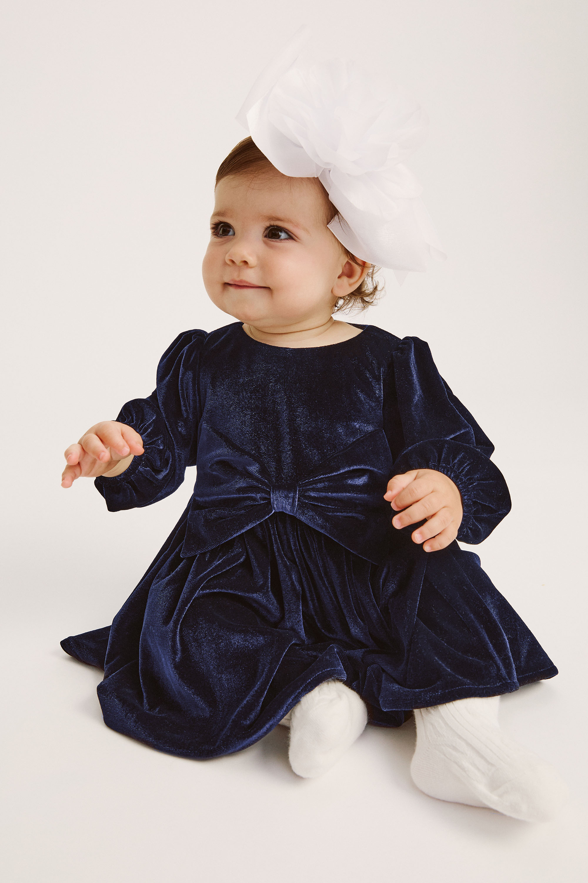 Bardot Junior Baby Girl Lindsey Velour Mini Dress In Navy
